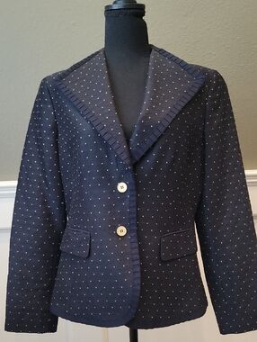 Anne Klein Blue Polka Dot Blazer